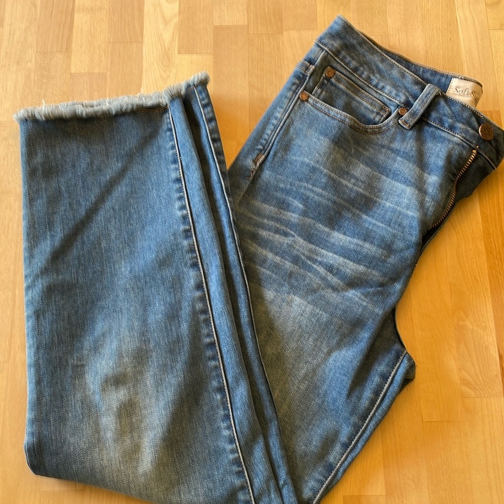 Soft Surroundings Ultimate Denim Frayed-Hem Crop Jean, Size 8